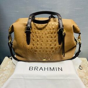 Brahmin Delaney Gold Wilmington Leather Satchel Tote Bag Handbag